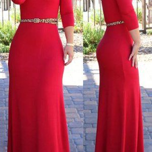 Bohemian Dew Shoulder Red Maxi Dress